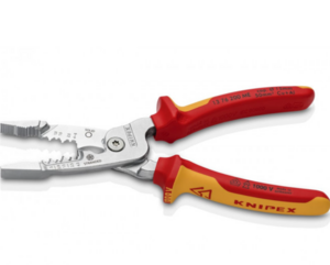 Клещи электромонтажные KNIPEX, 5-в-1, зачистка: 0.75 – 4 / 6 мм², рез:  15 мм / 50 мм², 200 мм, хром, 2-комп диэлектрические ручки, SB, фото 2