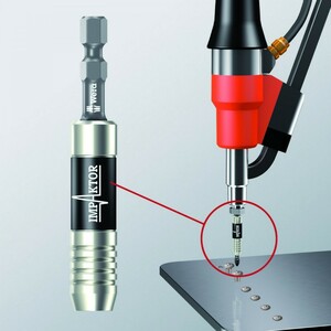 Битодержатель ударный Wera 897/4 IMP Impaktor, 1/4" E6.3, с пружинным стопорным кольцом и магнитом, 1/4" x 75 мм, WE-057675, фото 2