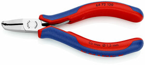 Кусачки торцевые для электроники, маленькая фаска, узкие губки 35°, 120 мм, 2-комп ручки KNIPEX KN-6472120