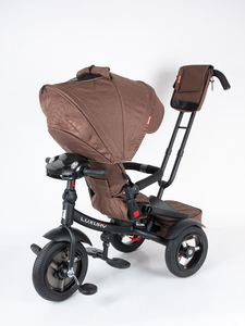 Велосипед коляска трехколесный с ручкой, Tech Team Luxury music коричневый 2026, фото 7