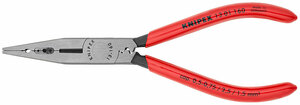 Плоскогубцы электрика для монтажа проводов, 160 мм, фосфатированные, обливные ручки KNIPEX KN-1301160, фото 1