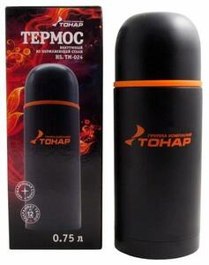 Термос TONAR 750ML черный (дополнительная пластиковая чашка) (HS.TM-024), фото 5