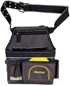 Поясная сумка KRAFTOOL Industrie с ремнем 9 карманов петля для крепления рулетки 38743, фото 1