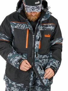 Костюм зимний Norfin DISCOVERY 3 CAMO 04 (серо-черный, размер XL), фото 3