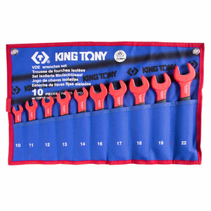 Набор рожковых диэлектрических ключей, 10-22 мм, чехол из теторона, 10 предметов KING TONY 12FVE10MRN, фото 1