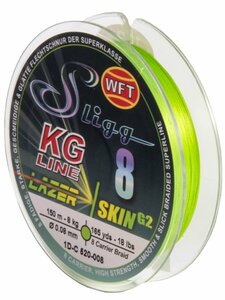 Шнур плетёный WFT KG SLIGG LAZER SKIN G2 x8 Chartreuse150/008, фото 2
