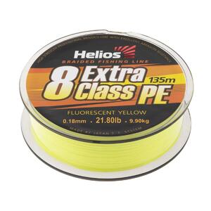 Шнур плетеный EXTRA CLASS 8 PE BRAID Fluorescent Yellow 0,18mm/135 (HS-8PEY-18/135 Y) Helios