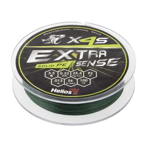 Шнур Extrasense X4S PE Green 92m 3.5/56LB 0.32mm (HS-ES-X4S-3.5/56LB) Helios, фото 2