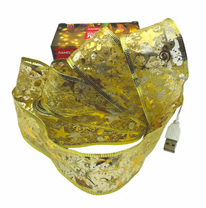 LED-Гирлянда ЛАМПОВА "Золотая ЛЕНТА" теплый свет, 10 метров (LJL-8-USB-WWL100-10-gold), фото 2