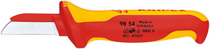 Нож для кабеля VDE, пластиковый защитный обух, 190 мм, 2-комп диэлектрическая ручка KNIPEX KN-9854, фото 1