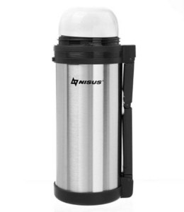 Термос (N-TM-012-G) 1500ML (дополн.пласт.чашка, скл.ручка, ремень) Nisus, фото 3